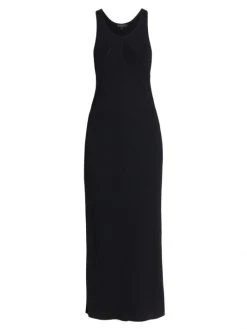 Rag & Bone Asher Sleeveless Ribbed Midi-Dress Black