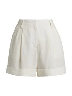 Rag & Bone Ivy Pleated Linen Shorts White