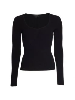Rag & Bone Asher Long-Sleeve Rib-Knit Sweater Black