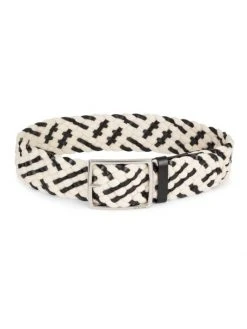 Rag & Bone Jumbo Boyfriend Woven Leather Belt Antique White
