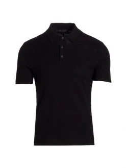 Rag & Bone Harvey Knit Cotton Polo For Men Black