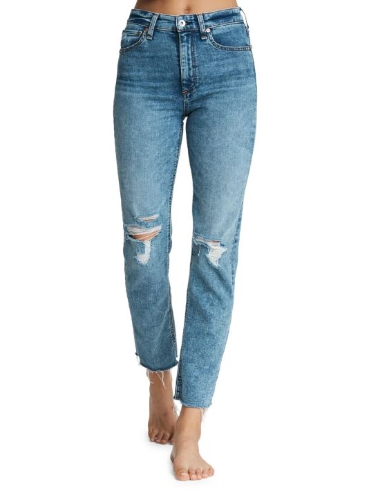 Rag & Bone Nina High-Rise Distressed Stretch Cigarette-Leg Ankle Jeans 1 Rag & Bone Nina High-Rise Distressed Stretch Cigarette-Leg Ankle Jeans