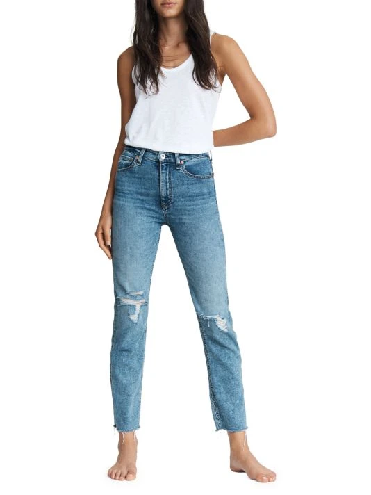 Rag & Bone Nina High-Rise Distressed Stretch Cigarette-Leg Ankle Jeans 2 Rag & Bone Nina High-Rise Distressed Stretch Cigarette-Leg Ankle Jeans - Image 2