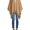Rag & Bone Fringe-Trim Cashmere Poncho Heather Grey