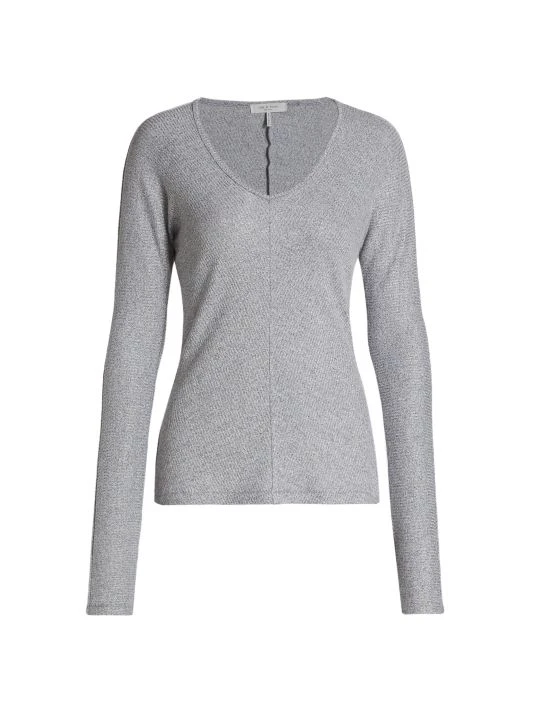 Rag & Bone Rib-Knit Bias Long Sleeve Top 1 Rag & Bone Rib-Knit Bias Long Sleeve Top