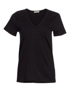 Rag & Bone V-Neck Cotton Tee Black