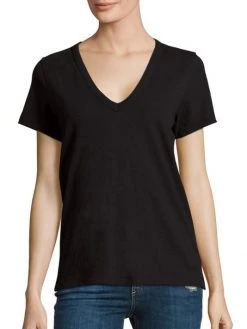 Rag & Bone V-Neck Cotton Tee Black -rag & bone Sales Store unnamed file 221
