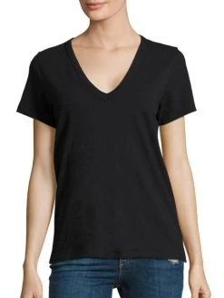 Rag & Bone V-Neck Cotton Tee Black -rag & bone Sales Store unnamed file 226