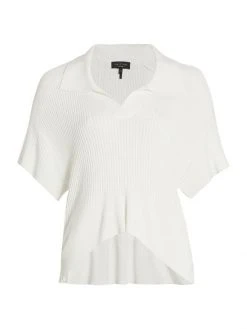 Rag & Bone Dakota Draped Rib-Knit Polo