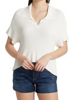 Rag & Bone Dakota Draped Rib-Knit Polo -rag & bone Sales Store unnamed file 2383