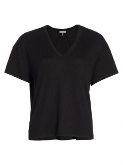 Rag & Bone The Knit Ribbed V-Neck Top Black -rag & bone Sales Store unnamed file 244