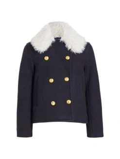 Rag & Bone Alfie Faux Shearling Collar Peacoat