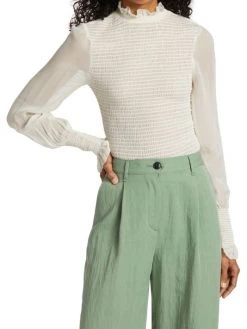 Rag & Bone Kayden Sheer Smocked Blouse -rag & bone Sales Store unnamed file 2654