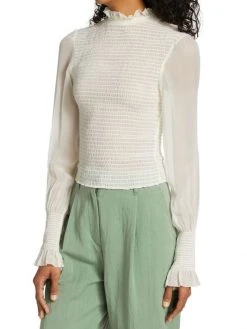 Rag & Bone Kayden Sheer Smocked Blouse -rag & bone Sales Store unnamed file 2655