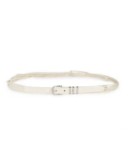 Rag & Bone Knotted Jet Leather Belt Antique White