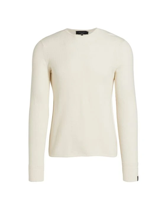 Rag & Bone Collin Pique Crewneck Sweater For Men Light Dove 3 Rag & Bone Collin Pique Crewneck Sweater For Men Light Dove - Image 3