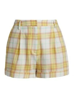 Rag & Bone Ivy Pleated Plaid Shorts