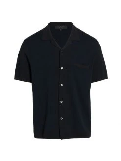 Rag & Bone Avery Herringbone Snap-Front Shirt For Men Black Navy -rag & bone Sales Store unnamed file 617