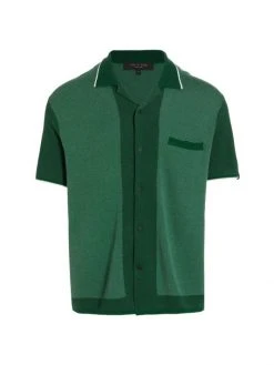 Rag & Bone Avery Herringbone Snap-Front Shirt For Men Black Navy -rag & bone Sales Store unnamed file 618