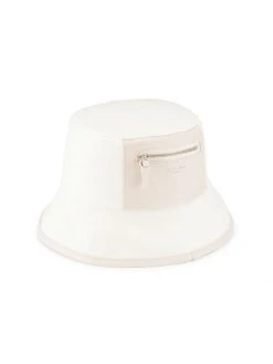 Rag & Bone Ellis Leather-Trimmed Canvas Bucket Hat Antique White