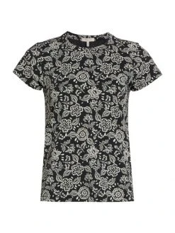 Rag & Bone Floral T-Shirt Black White