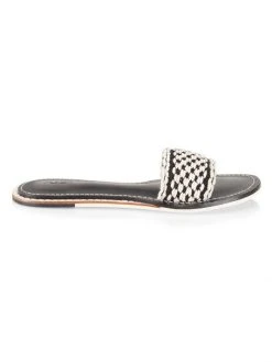 Rag & Bone Melrose Crochet Flat Slides Yellow Natural