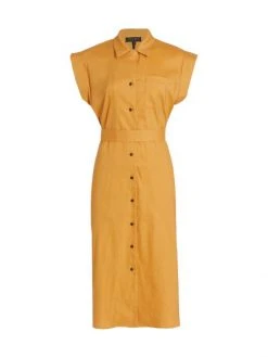 Rag & Bone Helena Belted Cap-Sleeve Shirtdress